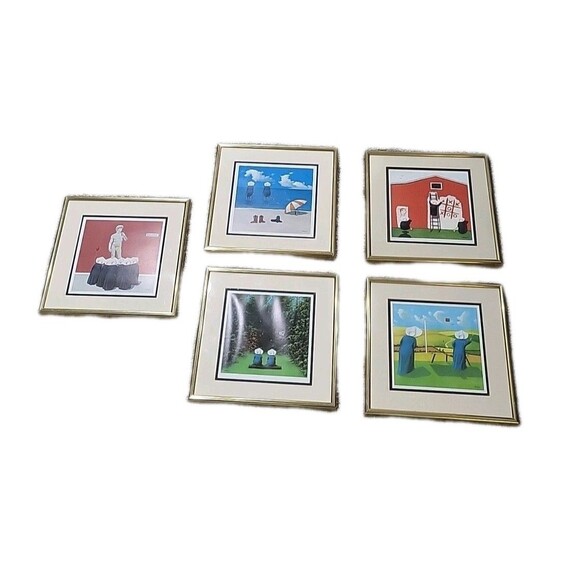 Vintage FRANK WHIPPLE Signed 833/1000 "Tic Tac Toe" Matted with Gold Metal Frame - Picture 7 of 7